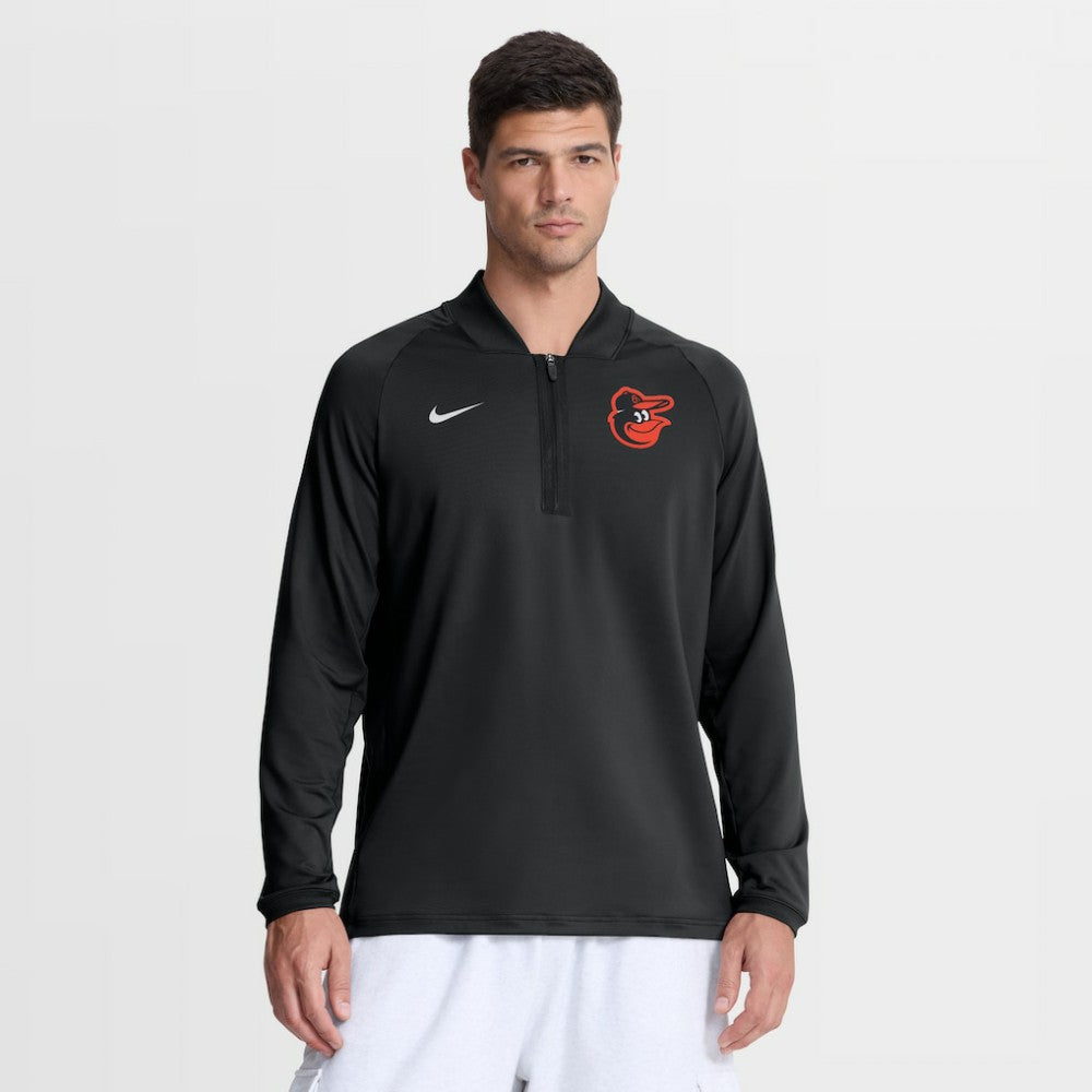 Baltimore Orioles Nike Authentic Collection Dri-FIT Raglan Half-Zip Pullover - Black - Nike Lifestyle