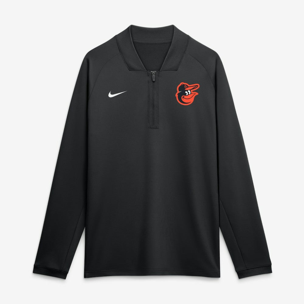 Baltimore Orioles Nike Authentic Collection Dri-FIT Raglan Half-Zip Pullover - Black - Nike Lifestyle