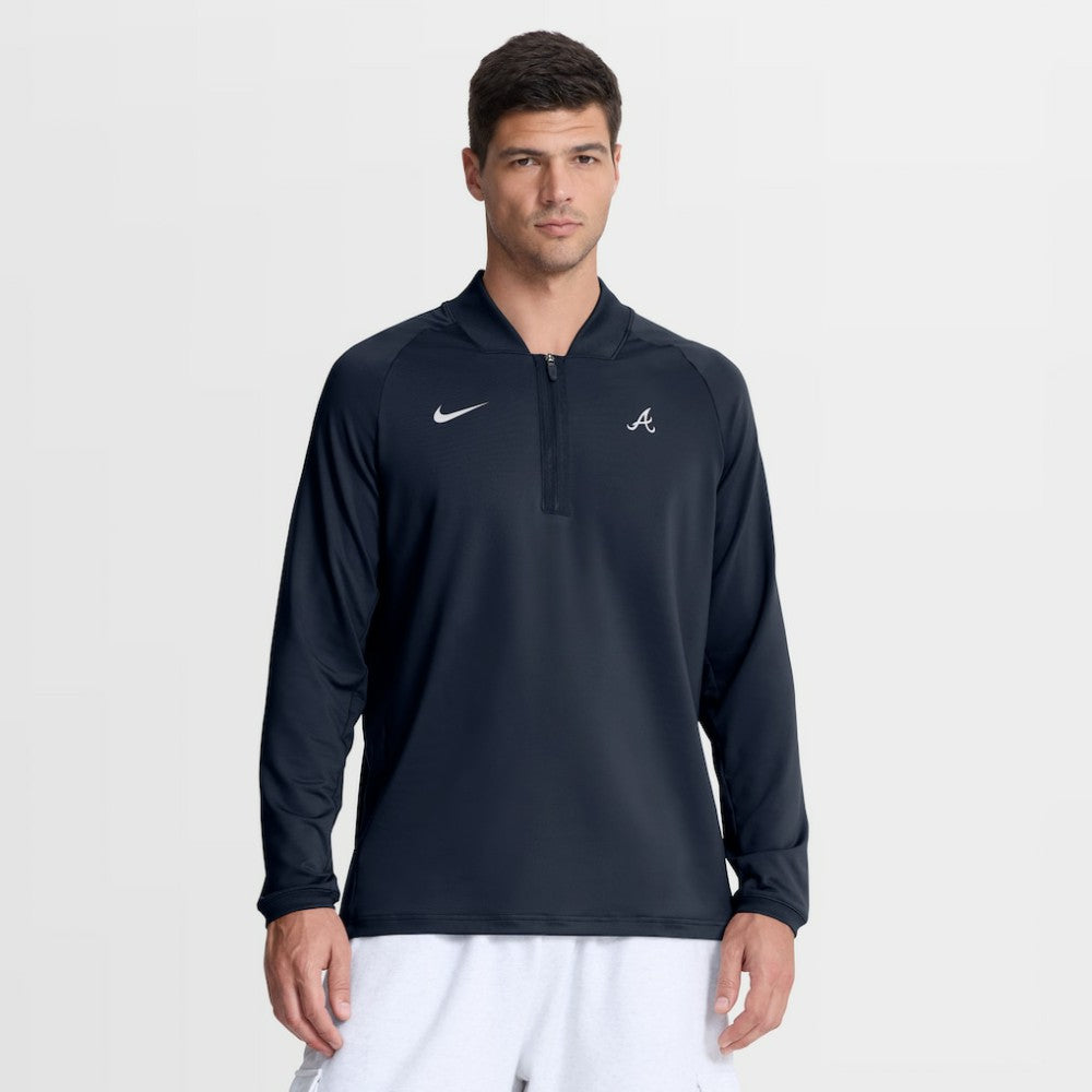 Atlanta Braves Nike Authentic Collection Dri-FIT Raglan Half-Zip Pullover - Navy - Nike on Sale