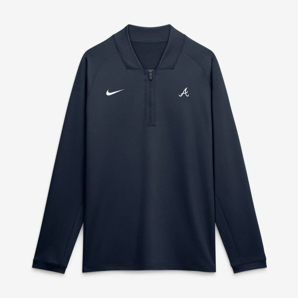 Atlanta Braves Nike Authentic Collection Dri-FIT Raglan Half-Zip Pullover - Navy - Nike on Sale