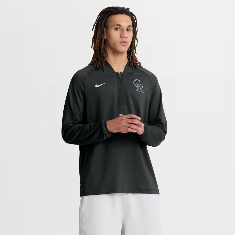 Colorado Rockies Nike Authentic Collection Dri-FIT Raglan Half-Zip Pullover - Black - Nike Online
