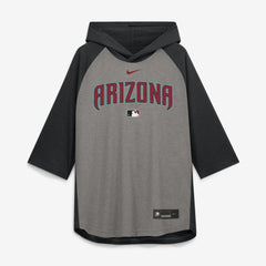 Arizona Diamondbacks Nike Authentic Collection Flux Dri-FIT Raglan 3/4-Sleeve Hooded T-Shirt - Gray - Nike Lifestyle