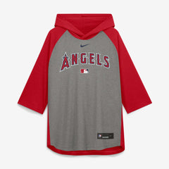 Los Angeles Angels Nike Authentic Collection Flux Dri-FIT Raglan 3/4-Sleeve Hooded T-Shirt - Gray - Nike Online