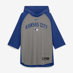 Kansas City Royals Nike Authentic Collection Flux Dri-FIT Raglan 3/4-Sleeve Hooded T-Shirt - Gray - Nike on Sale