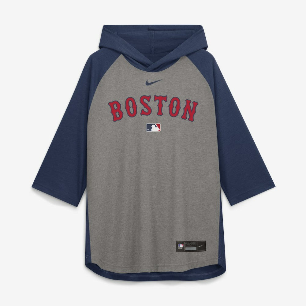 Boston Red Sox Nike Authentic Collection Flux Dri-FIT Raglan 3/4-Sleeve Hooded T-Shirt - Gray - Nike Discount