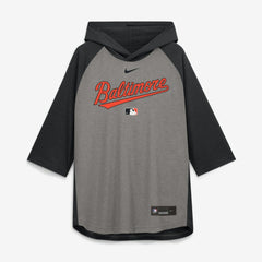 Baltimore Orioles Nike Authentic Collection Flux Dri-FIT Raglan 3/4-Sleeve Hooded T-Shirt - Gray - Nike on Sale