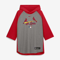 St. Louis Cardinals Nike Authentic Collection Flux Dri-FIT Raglan 3/4-Sleeve Hooded T-Shirt - Gray - Nike Lifestyle