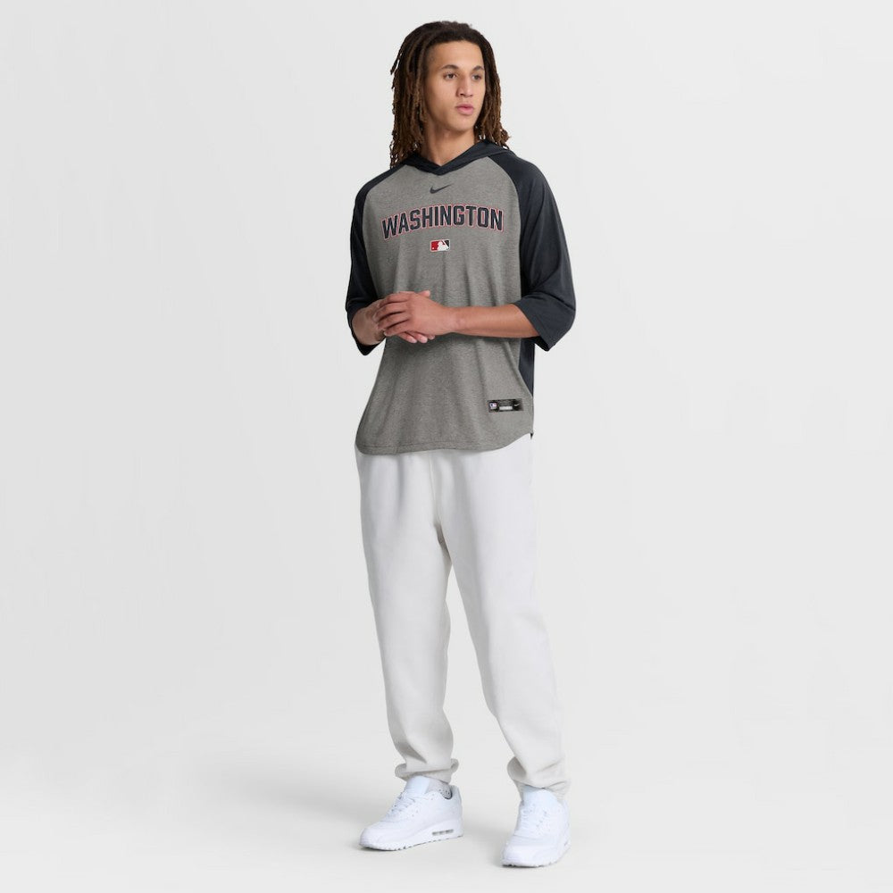 Washington Nationals Nike Authentic Collection Flux Dri-FIT Raglan 3/4-Sleeve Hooded T-Shirt - Gray - Nike Discount
