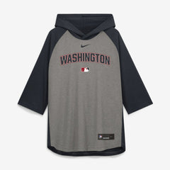 Washington Nationals Nike Authentic Collection Flux Dri-FIT Raglan 3/4-Sleeve Hooded T-Shirt - Gray - Nike Discount
