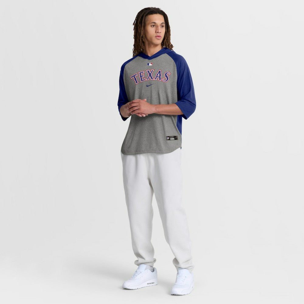 Texas Rangers Nike Authentic Collection Flux Dri-FIT Raglan 3/4-Sleeve Hooded T-Shirt - Gray - Nike Online