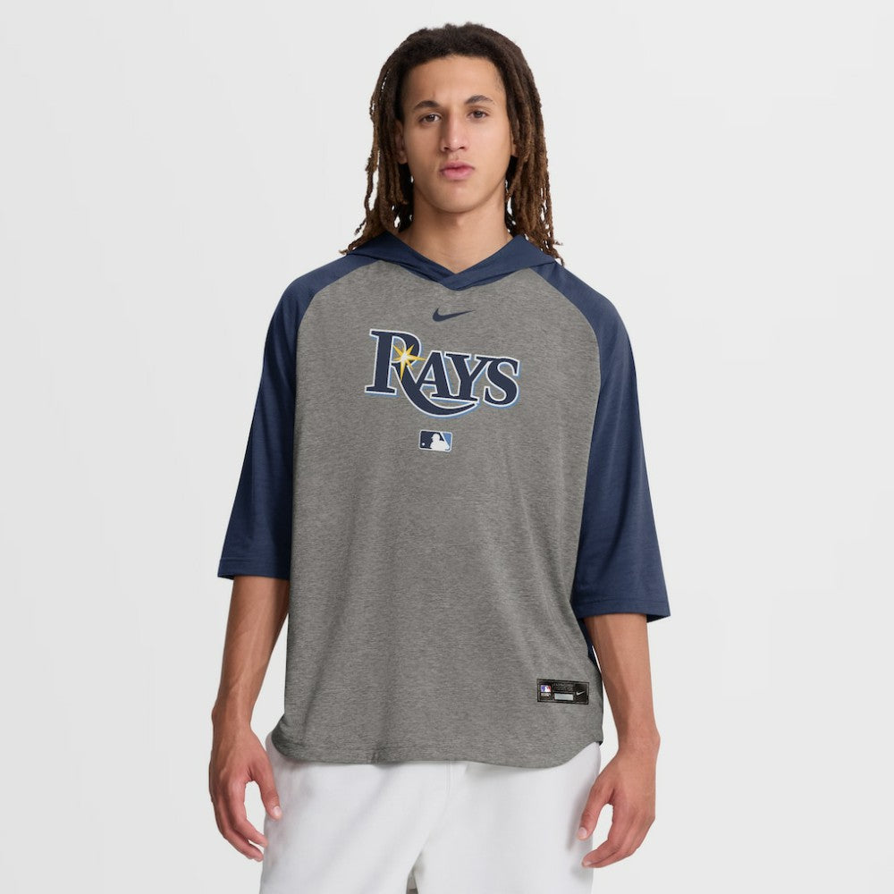 Tampa Bay Rays Nike Authentic Collection Flux Dri-FIT Raglan 3/4-Sleeve Hooded T-Shirt - Gray - Nike Sale