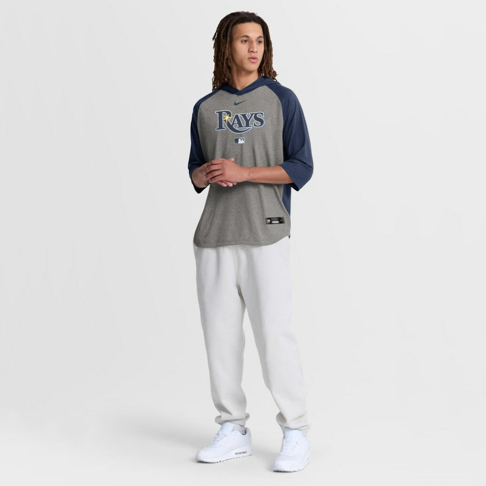 Tampa Bay Rays Nike Authentic Collection Flux Dri-FIT Raglan 3/4-Sleeve Hooded T-Shirt - Gray - Nike Sale