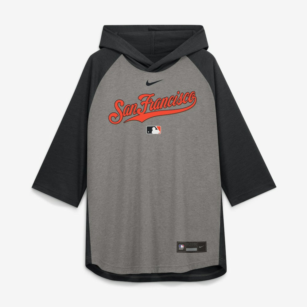 San Francisco Giants Nike Authentic Collection Flux Dri-FIT Raglan 3/4-Sleeve Hooded T-Shirt - Gray - Nike Online
