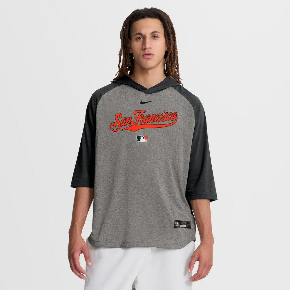 San Francisco Giants Nike Authentic Collection Flux Dri-FIT Raglan 3/4-Sleeve Hooded T-Shirt - Gray - Nike Online