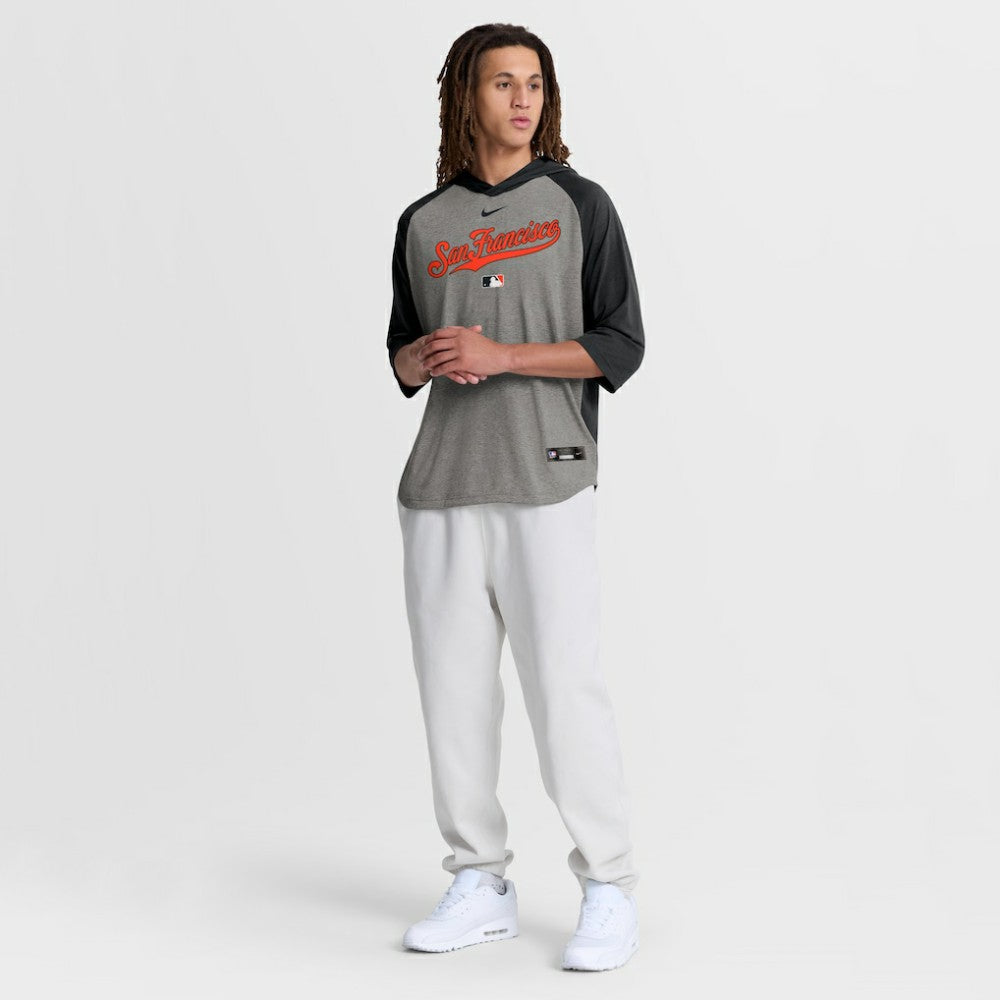 San Francisco Giants Nike Authentic Collection Flux Dri-FIT Raglan 3/4-Sleeve Hooded T-Shirt - Gray - Nike Online