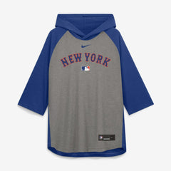 New York Mets Nike Authentic Collection Flux Dri-FIT Raglan 3/4-Sleeve Hooded T-Shirt - Gray - Nike on Sale