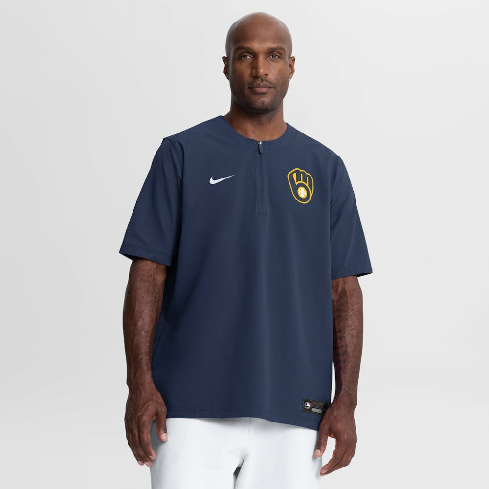 Milwaukee Brewers Nike Authentic Collection Dri-FIT Quarter-Zip Windshirt - Navy - Nike on Sale