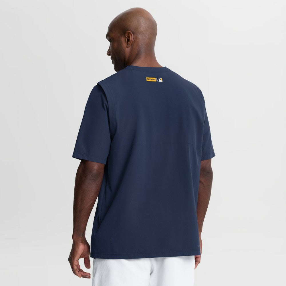 Milwaukee Brewers Nike Authentic Collection Dri-FIT Quarter-Zip Windshirt - Navy - Nike on Sale