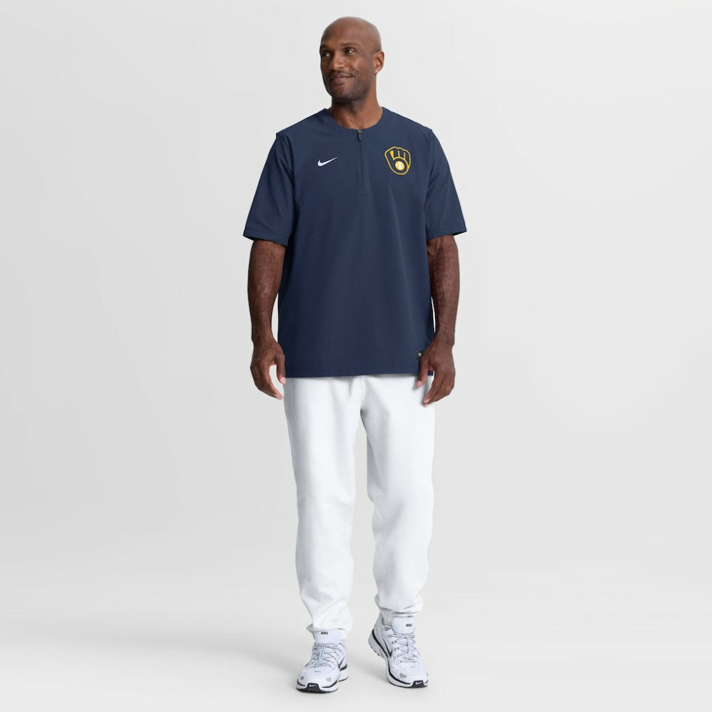 Milwaukee Brewers Nike Authentic Collection Dri-FIT Quarter-Zip Windshirt - Navy - Nike on Sale