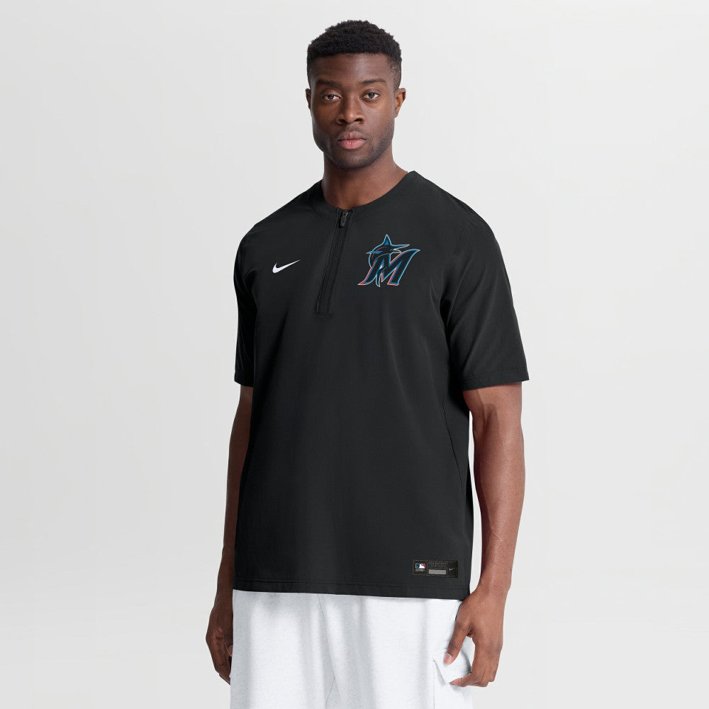 Miami Marlins Nike Authentic Collection Dri-FIT Quarter-Zip Windshirt - Black - Nike Online