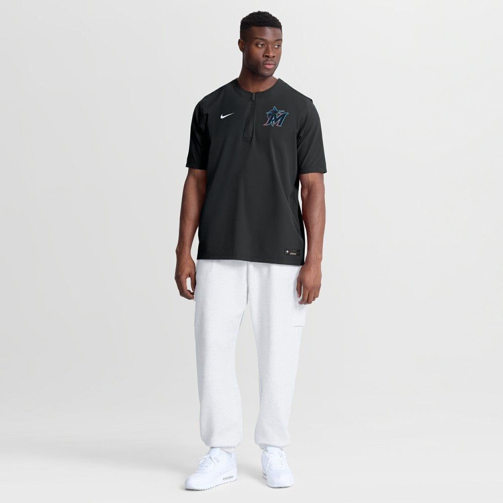 Miami Marlins Nike Authentic Collection Dri-FIT Quarter-Zip Windshirt - Black - Nike Online