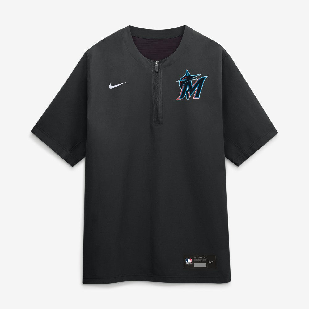 Miami Marlins Nike Authentic Collection Dri-FIT Quarter-Zip Windshirt - Black - Nike Online