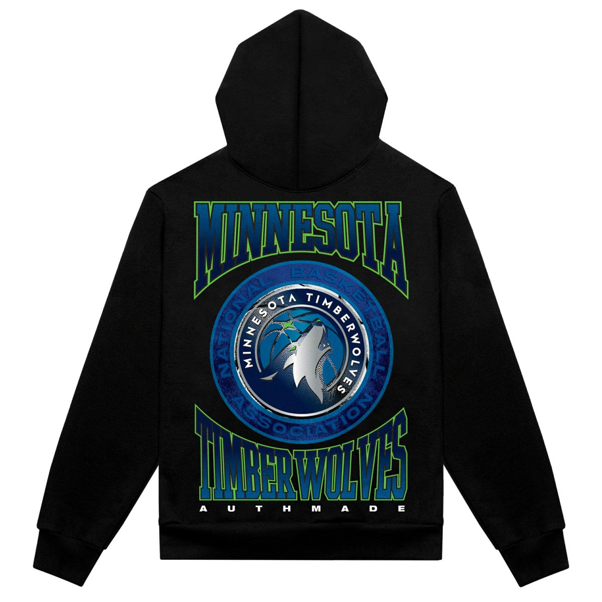 Minnesota Timberwolves Authmade Vintage Metal Premium Heavyweight Pullover Hoodie Black