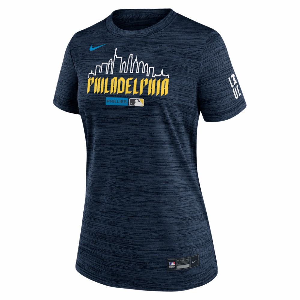 Philadelphia Phillies Nike Women's Authentic Collection City Connect Velocity Dri-FIT T-Shirt - Navy - Nike Sale