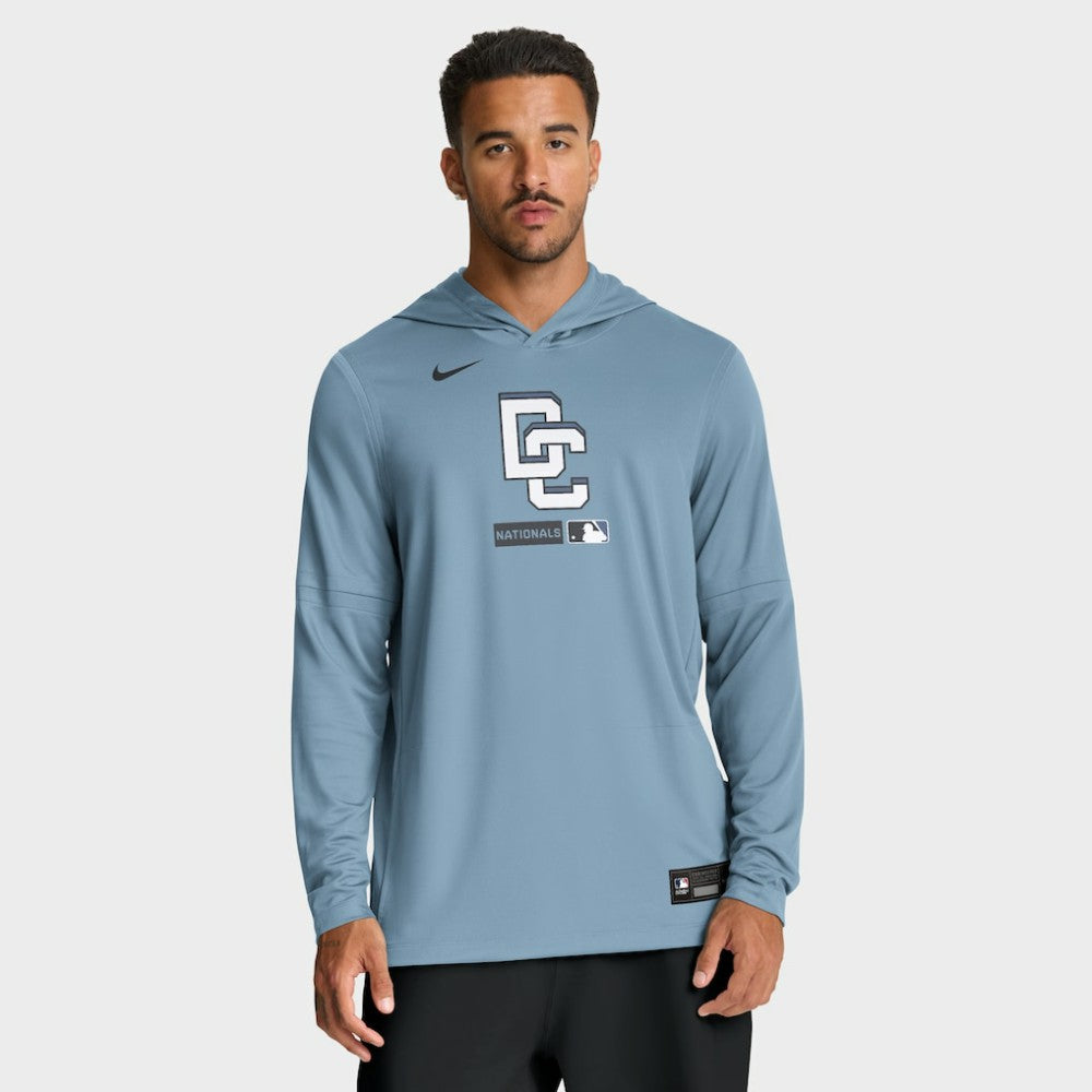 Washington Nationals Nike City Connect Dri-FIT Long Sleeve Hooded T-Shirt - Blue - Nike Sale