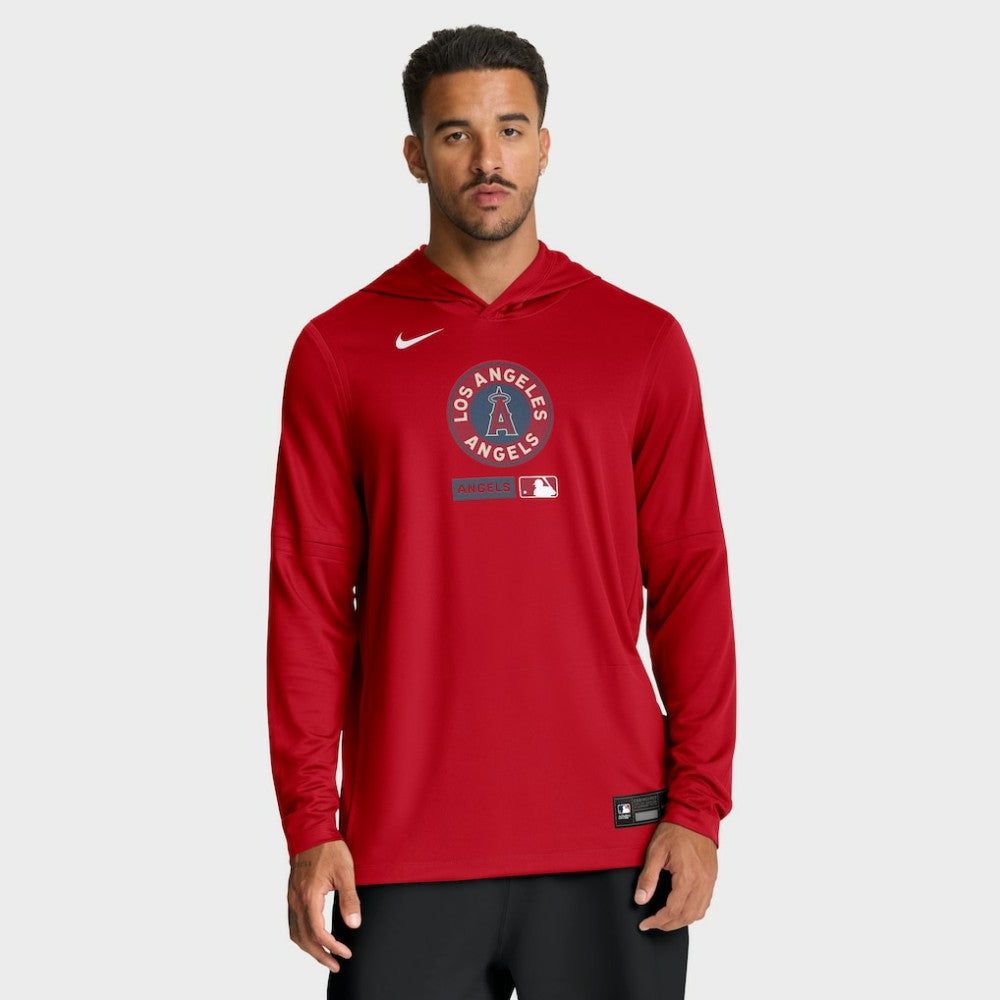 Los Angeles Angels Nike City Connect Dri-FIT Long Sleeve Hooded T-Shirt - Red - Nike Lifestyle