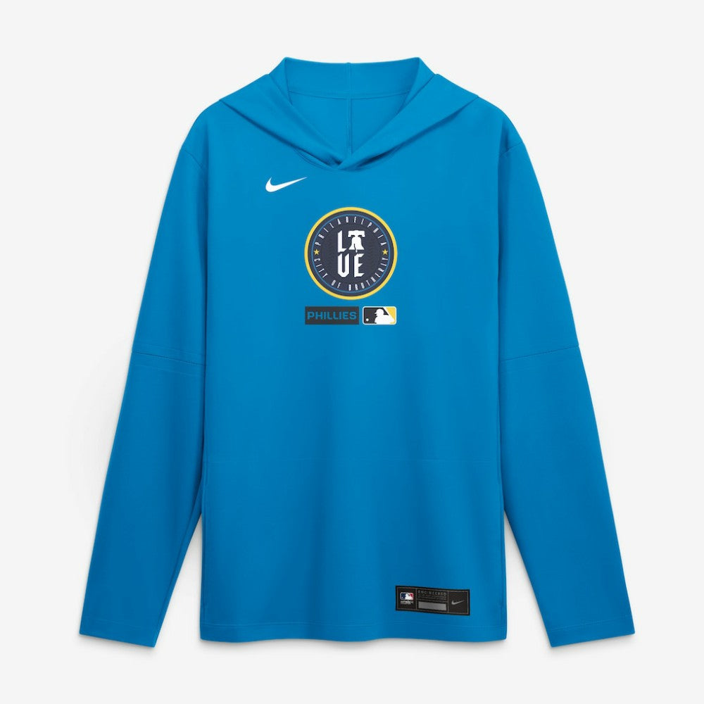 Philadelphia Phillies Nike City Connect Dri-FIT Long Sleeve Hooded T-Shirt - Blue - Nike Sale