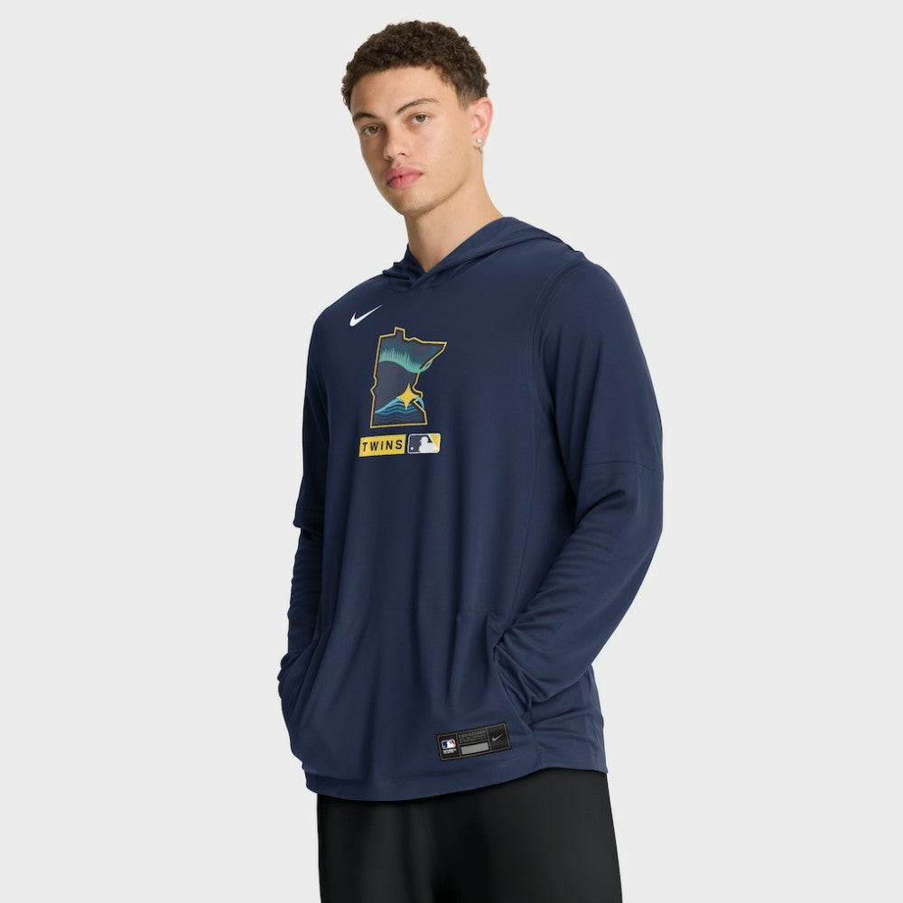 Minnesota Twins Nike City Connect Dri-FIT Long Sleeve Hooded T-Shirt - Navy - Nike on Sale