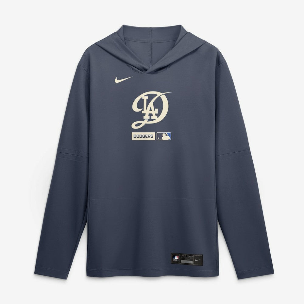 Los Angeles Dodgers Nike City Connect Dri-FIT Long Sleeve Hooded T-Shirt - Navy - Nike on Sale