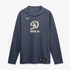 Los Angeles Dodgers Nike City Connect Dri-FIT Long Sleeve Hooded T-Shirt - Navy - Nike on Sale