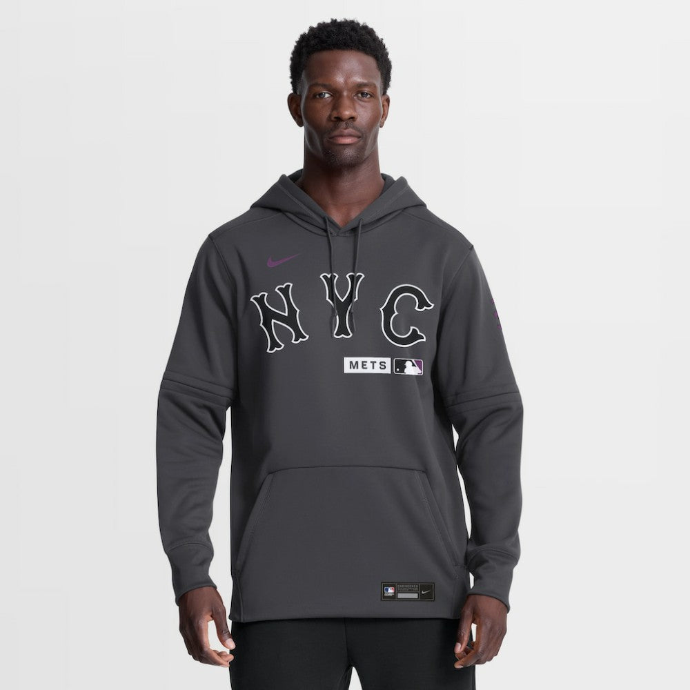 New York Mets Nike Authentic Collection City Connect Therma-FIT Hoodie - Anthracite - Nike Lifestyle