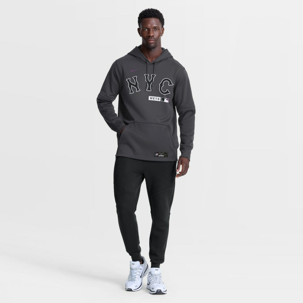 New York Mets Nike Authentic Collection City Connect Therma-FIT Hoodie - Anthracite - Nike Lifestyle