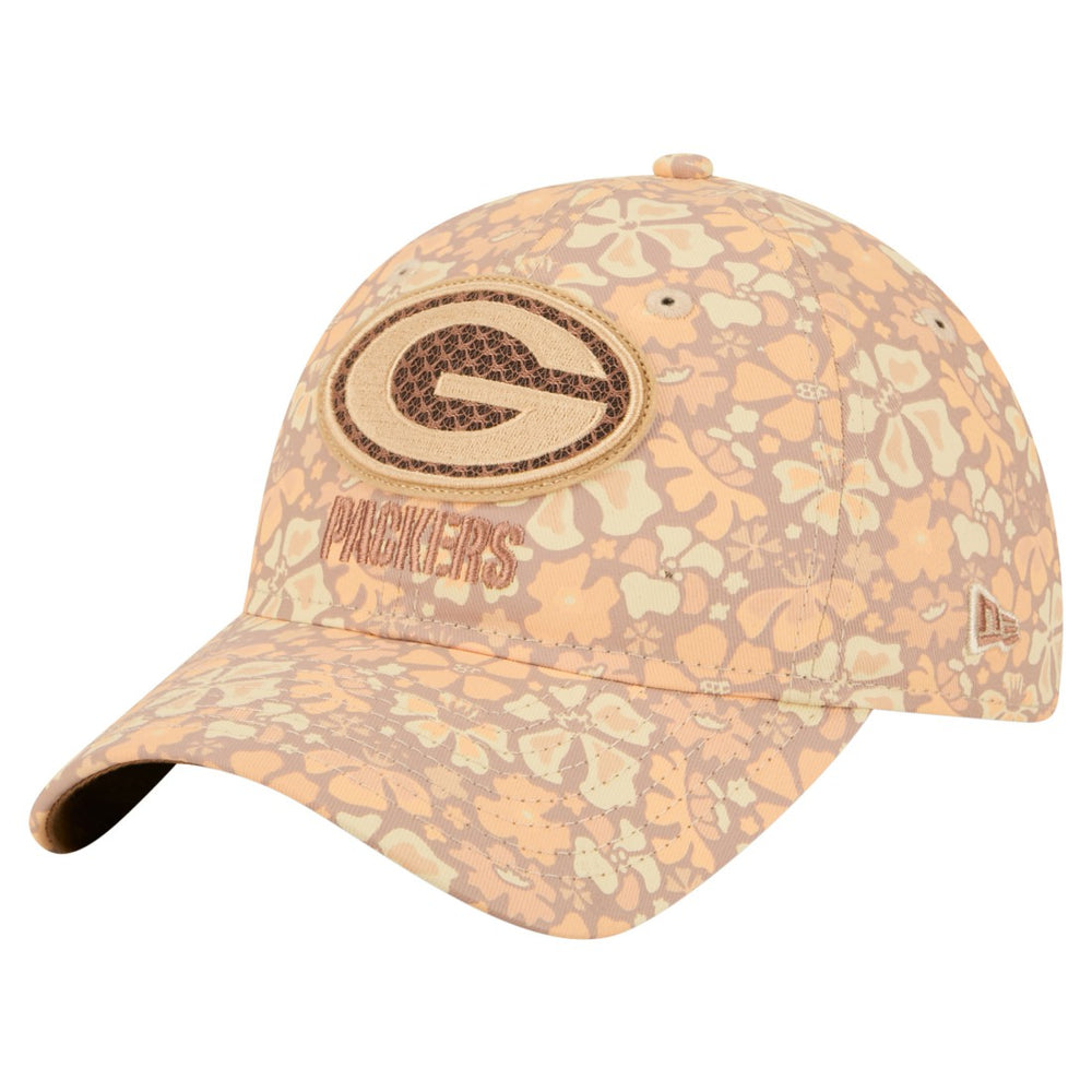 Green Bay Packers New Era Women's Floral 9TWENTY Adjustable Hat Tan
