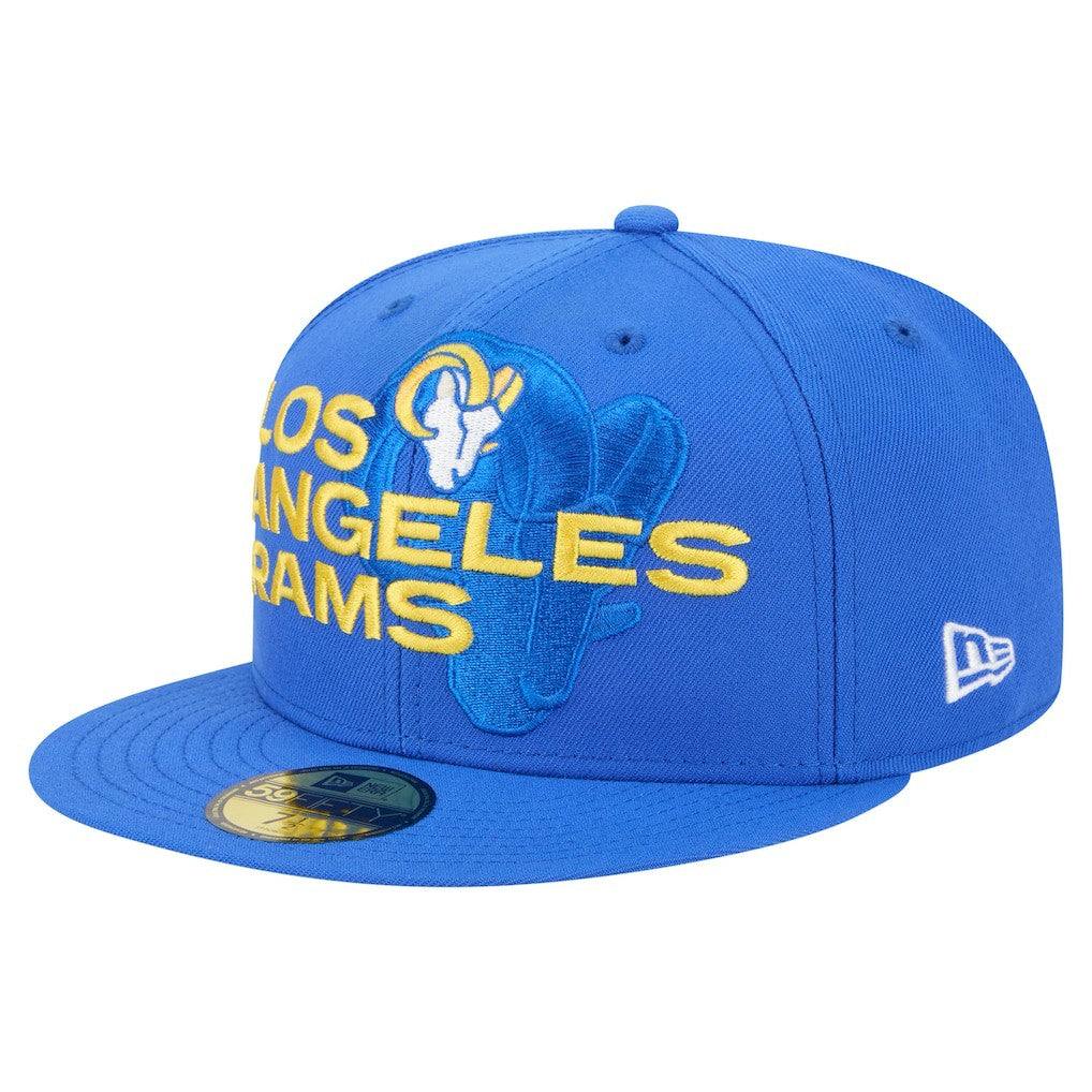 Los Angeles Rams New Era Overlap Wordmark 59FIFTY Fitted Hat Royal