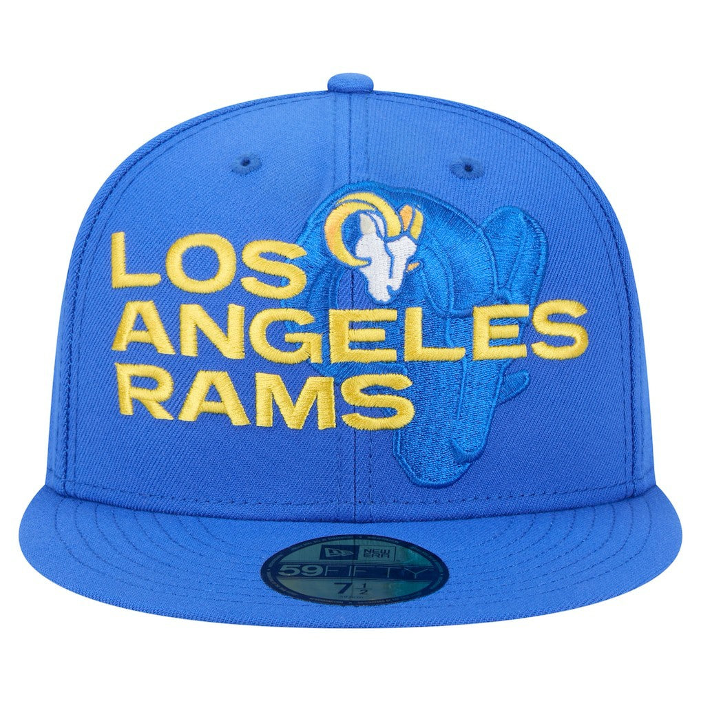 Los Angeles Rams New Era Overlap Wordmark 59FIFTY Fitted Hat Royal