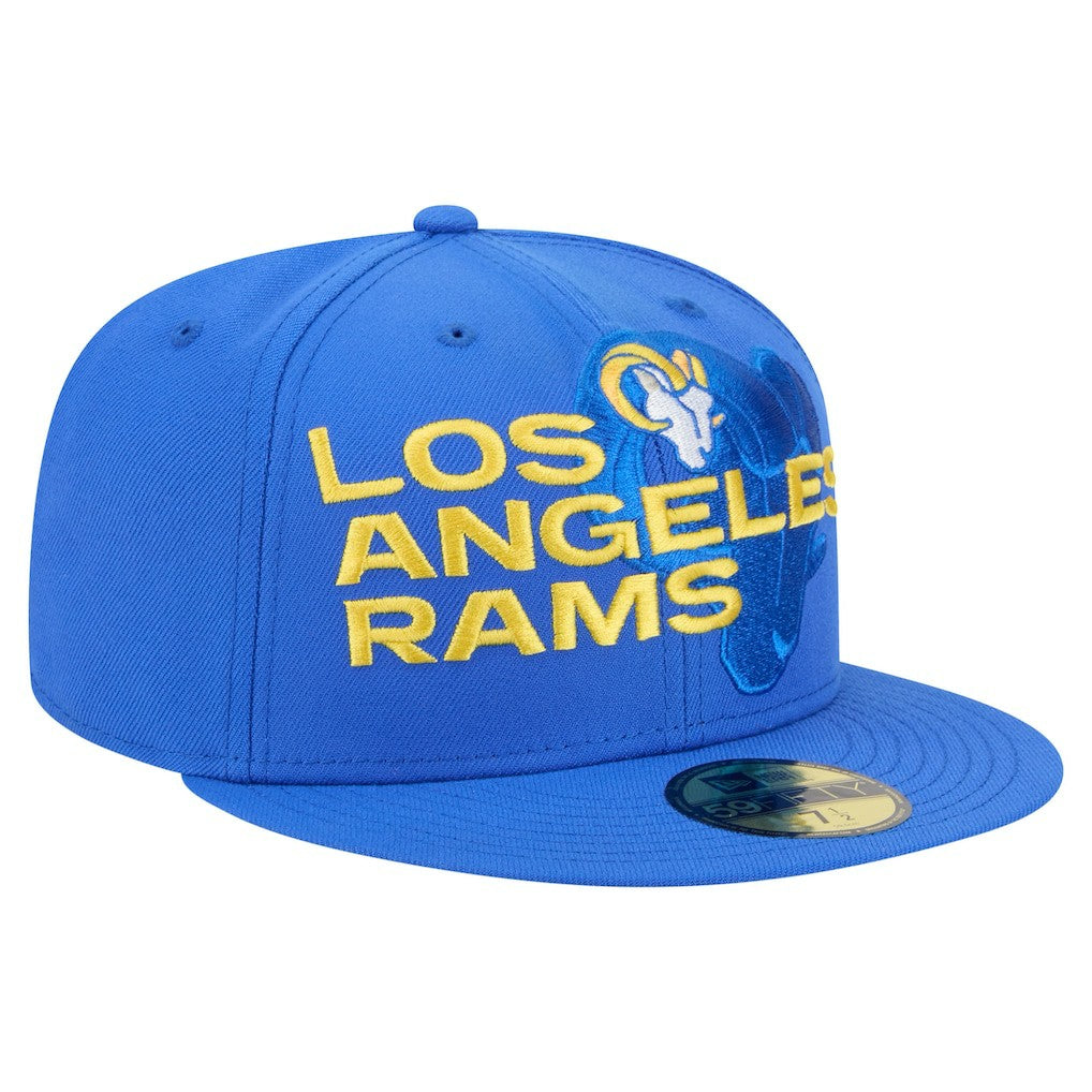 Los Angeles Rams New Era Overlap Wordmark 59FIFTY Fitted Hat Royal