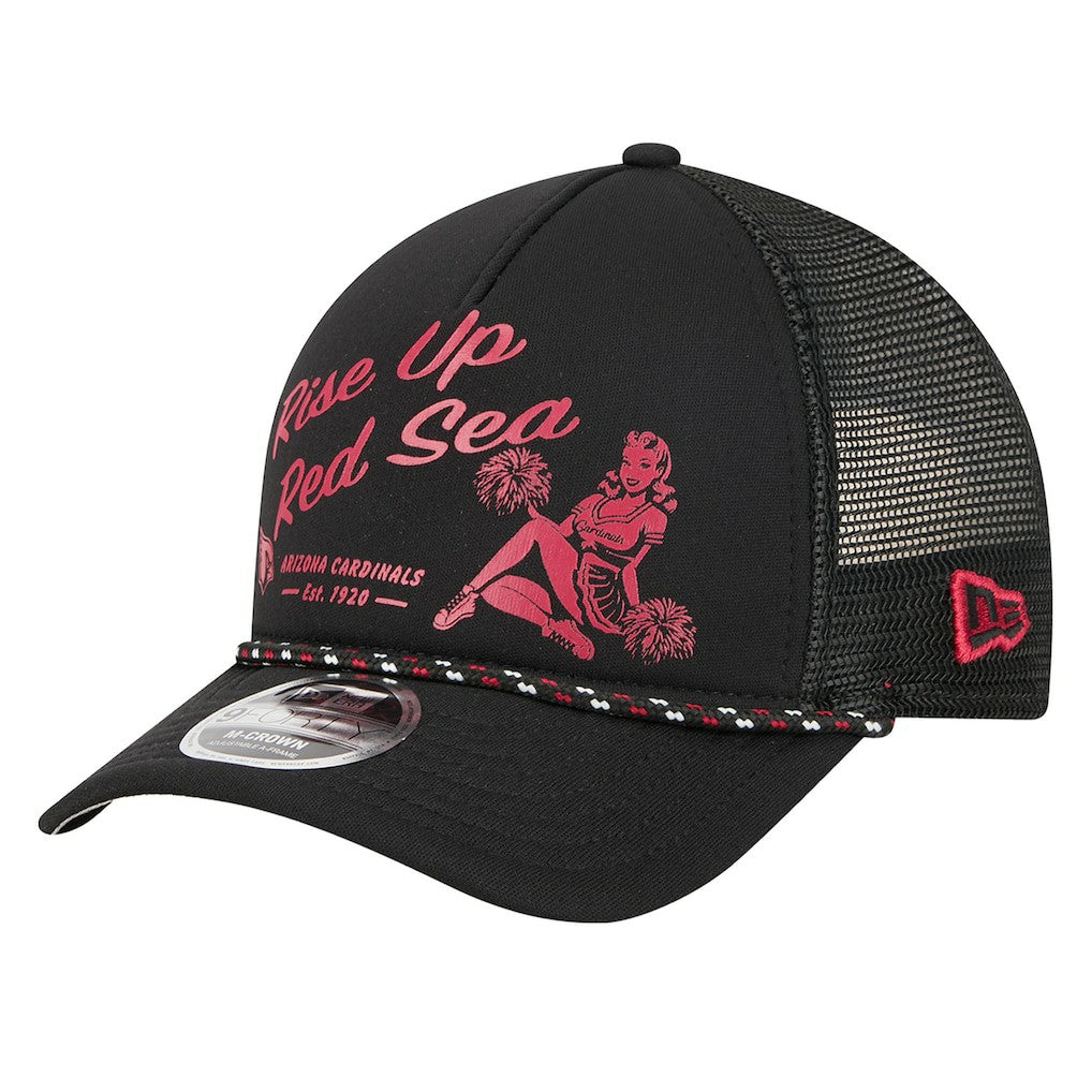Arizona Cardinals New Era Gas Station 9FORTY A-Frame M-Crown Adjustable Trucker Hat Black