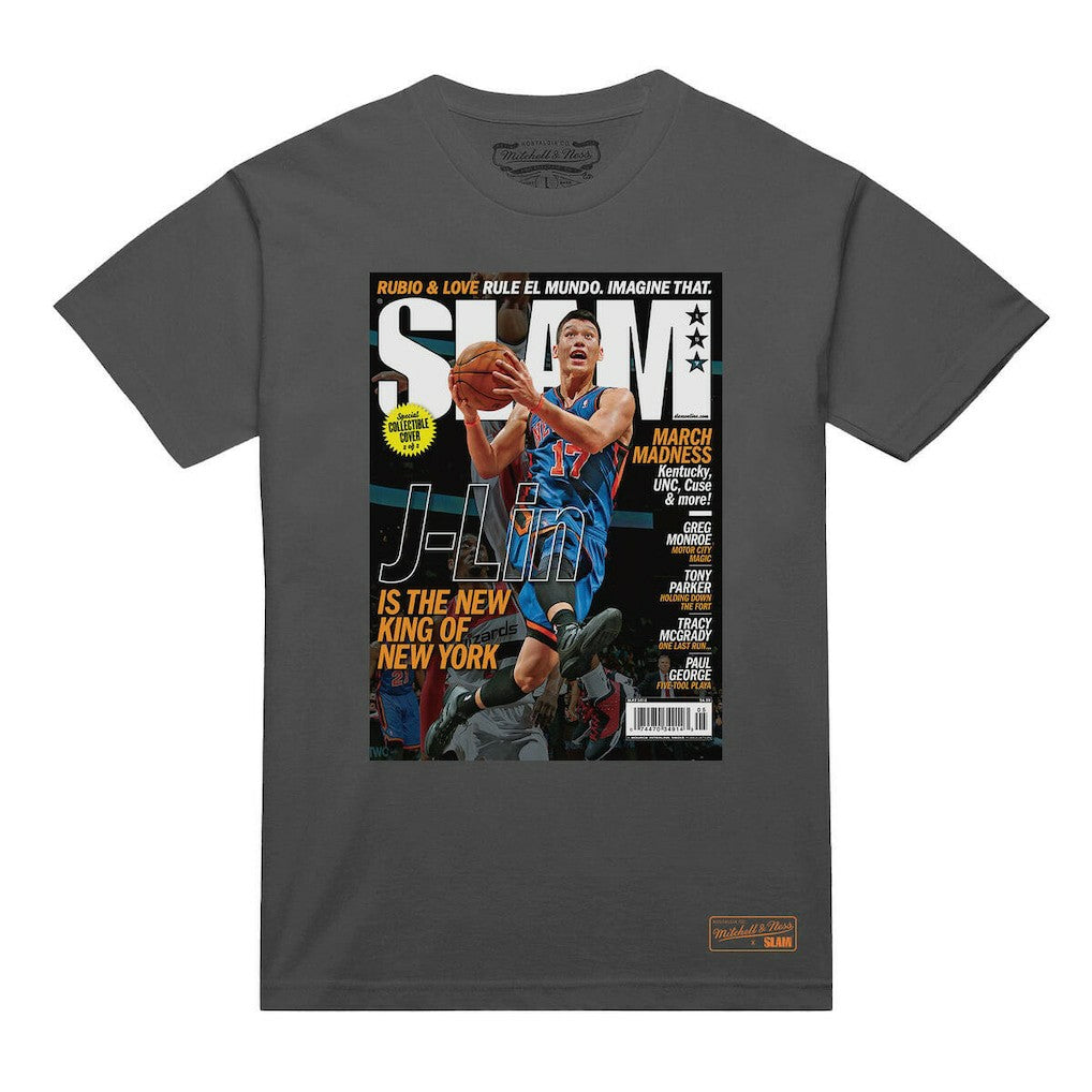 Jeremy Lin New York Knicks NBA Slam Cover T-Shirt Gray | Mitchell & Ness for sale