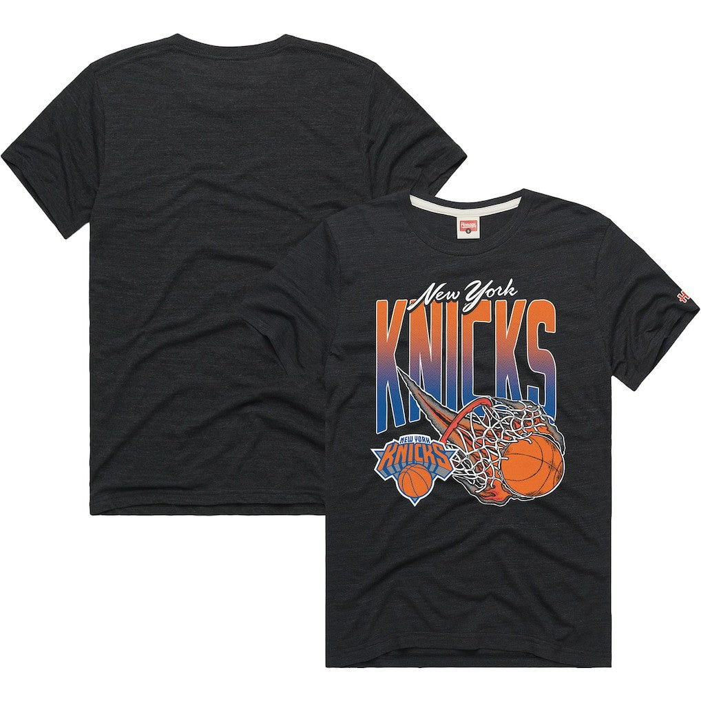 New York Knicks Homage On Fire Tri-Blend T-Shirt Charcoal