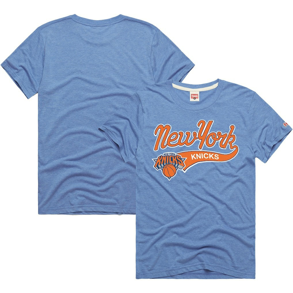 New York Knicks Homage Script Tri-Blend T-Shirt Blue