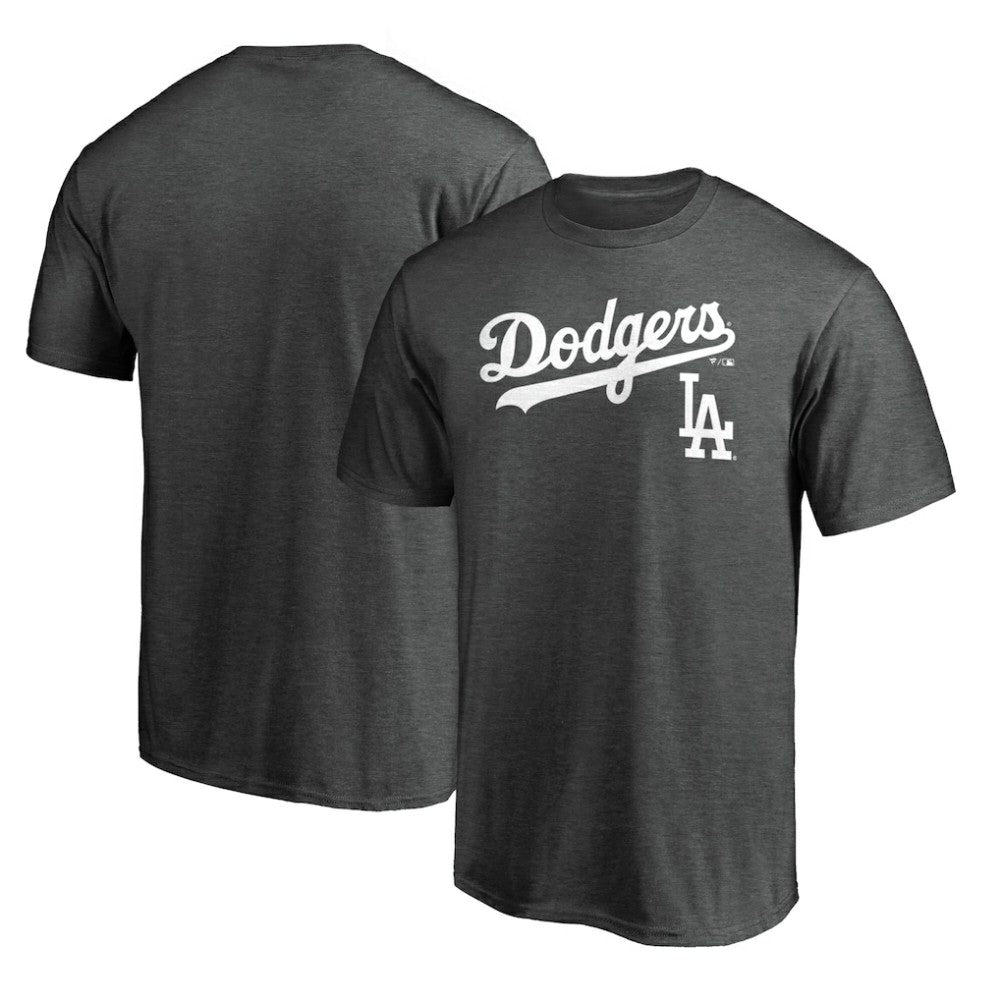 Los Angeles Dodgers Team Lockup T-Shirt - Charcoal - MLB Discount