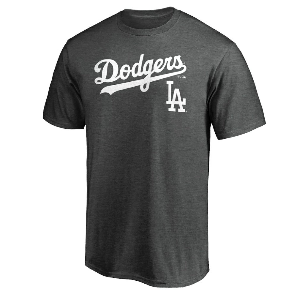 Los Angeles Dodgers Team Lockup T-Shirt - Charcoal - MLB Discount