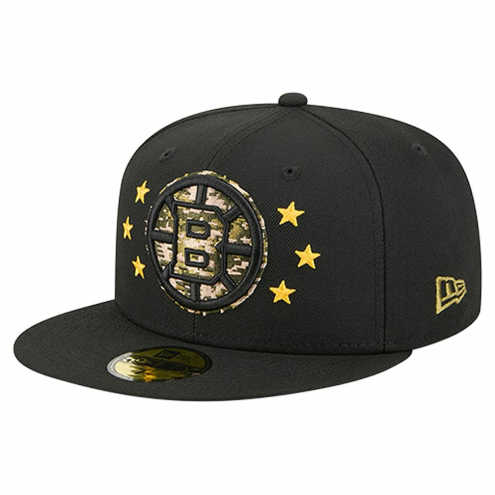 Boston Bruins New Era Military Appreciation Digital Camo Stars 59FIFTY Fitted Hat - Black - NHL 203166779