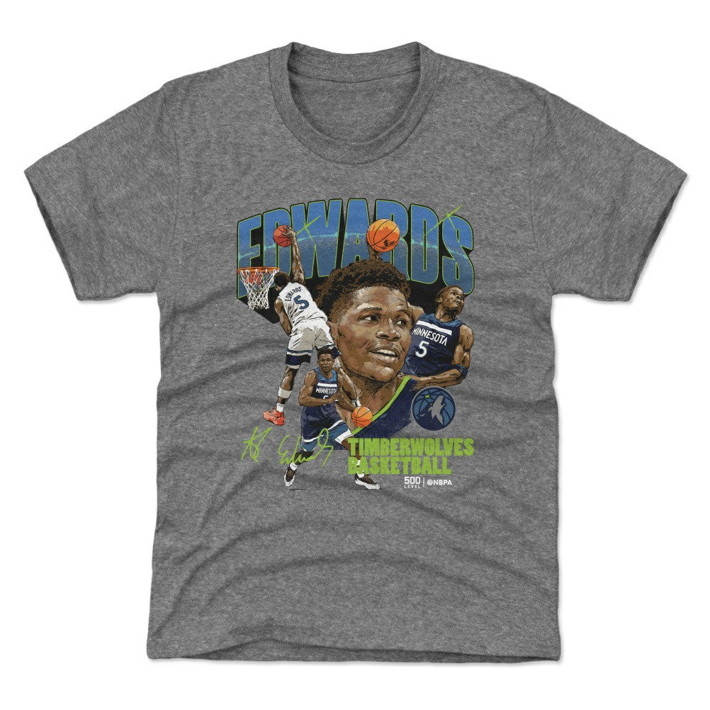 Anthony Edwards Minnesota Timberwolves 500 Level Youth Collage T-Shirt Gray