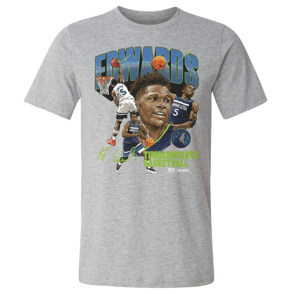 Anthony Edwards Minnesota Timberwolves 500 Level Collage T-Shirt Heather Gray