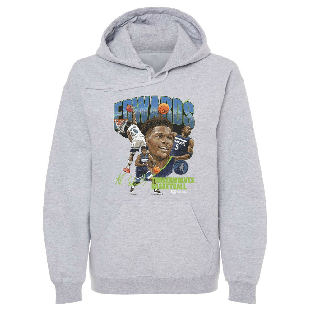 Anthony Edwards Minnesota Timberwolves 500 Level Collage Pullover Hoodie Gray